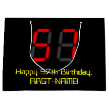 57誕生日：レッドデジタルクロックスタイル"57" +名前