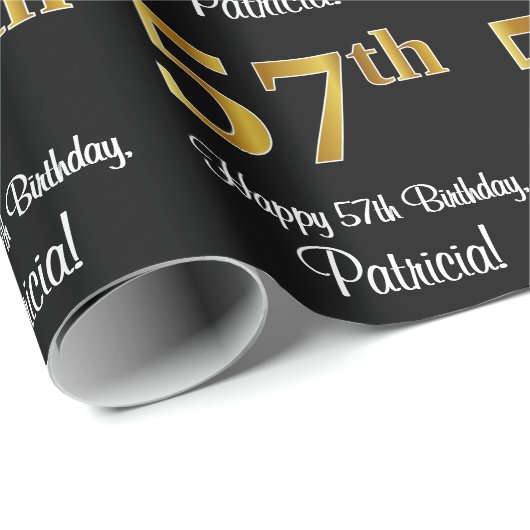 57誕生日:豪華エレガントなフェイク金ゴールドルック# ラッピングペーパー (ロールコーナー)