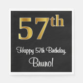 57誕生日~豪華エレガントなフェイク金ゴールド スタンダードランチョンナプキン (正面)