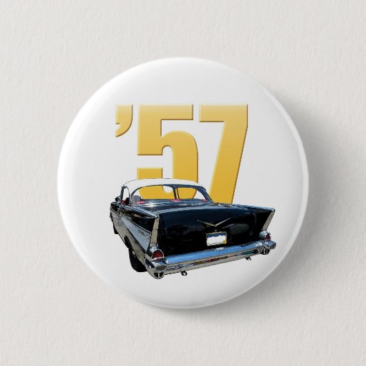 「57 Chevyベルエア川の背面図 缶バッジ (正面)