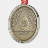 57 Year Sober Anniversary Medallion | Recovery メタルオーナメント (左)