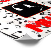 57MusicNotes, headphones1, I LOVE, MUSIC ポスター (角)