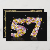 57thバースデーパーティー、花の文字 招待状 (正面/裏面)