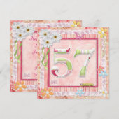 57th誕生日パーティースクラップブック作りスタイル 招待状 (正面/裏面)