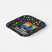 57th Birthday: Fun Stars Pattern and Rainbow “57” ペーパープレート (傾斜あり)