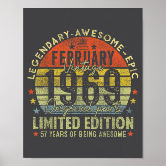 57th Birthday Legends February 1996 Vintage 57 Yea ポスター