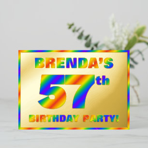 57th Birthday Party —おもしろい、レインボースペクトル「57」 箔招待状