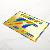 57th Birthday Party —おもしろい、レインボースペクトル「57」 箔招待状 (回転した状態)