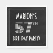 57th Birthday Party:アールデコスタイル+名前をカスタムする スタンダードランチョンナプキン (正面)
