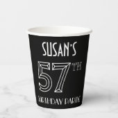 57th Birthday Party:アールデコスタイル+名前をカスタムする 紙コップ (裏面)