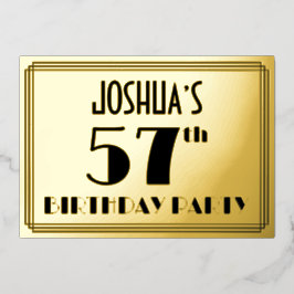 57th Birthday Party —アールデコ検索「57」 +名前 箔招待状