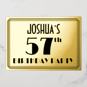 57th Birthday Party —アールデコ検索「57」 +名前 箔招待状