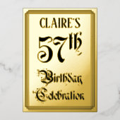 57th Birthday Party – スクリプエレガントト+名前をカスタムする 箔招待状 (正面)