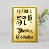57th Birthday Party – スクリプエレガントト+名前をカスタムする 箔招待状 (立ち正面)