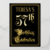 57th Birthday Party – スクリプファンシートと名前をカスタムする 箔招待状 (正面)