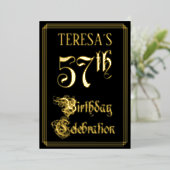 57th Birthday Party – スクリプファンシートと名前をカスタムする 箔招待状 (立ち正面)