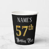 57th Birthday Party – スクリプファンシート、フェイク金ゴールド・ルック 紙コップ (裏面)