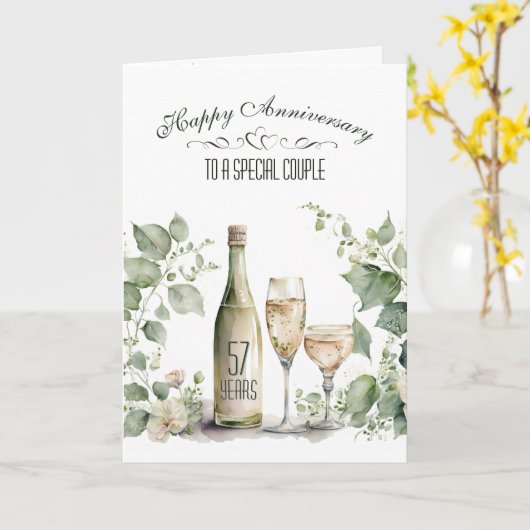 57th Wedding Anniversary Wine and Ivy   カード (黄色い花)