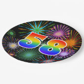 58イベント-おもしろいカラフル、はっきりした、虹58 ペーパープレート (アングル)