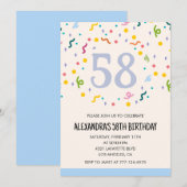 58シンプル歳の誕生日招待状紙吹雪モダン 招待状 (正面/裏面)