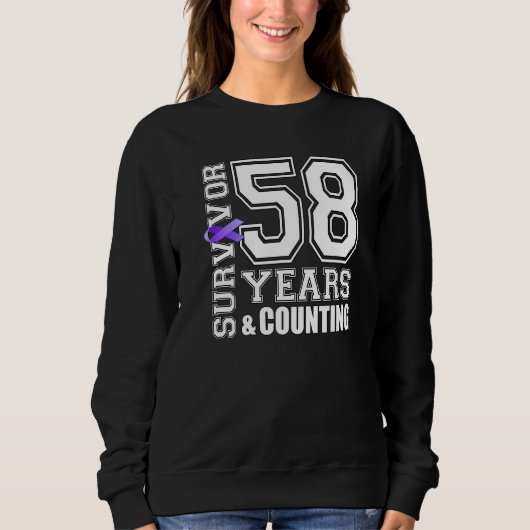 58年生存者I衣服紫リボンルパスアウェア スウェットシャツ (正面)