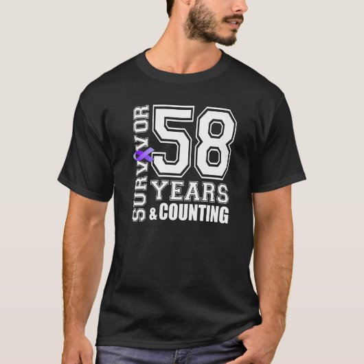 58年生存者I衣服紫リボンルパスアウェア Tシャツ (正面)