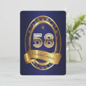 58日,誕生日パーティーの女性の男性,色エレガント色 招待状 (スタンド正面)