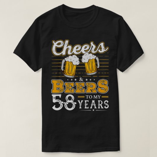 58歳おもしろいの誕生日の応援とビール Tシャツ (デザイン正面)