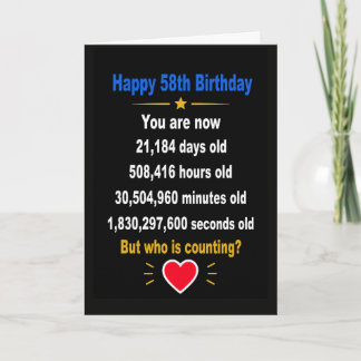 58歳の誕生日おめでとう!面白いマイルストーンギフト カード