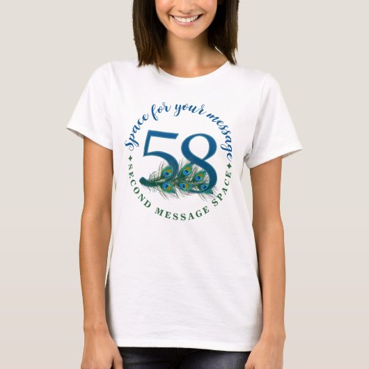 58歳の誕生日または記念日のクジャクの羽 Tシャツ (正面)