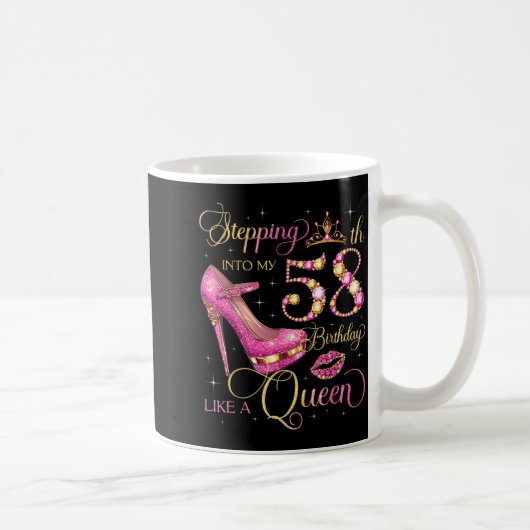 58歳の誕生日を女王のように歩む 58年間 コーヒーマグカップ (右)