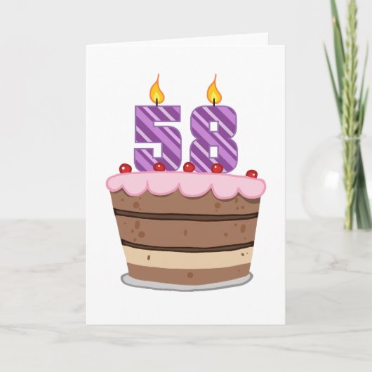 58歳オンお誕生日ケーキ カード (正面)