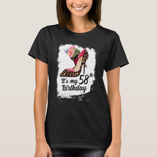 58歳ハイヒールヒョウ私の58誕生 Tシャツ (正面)