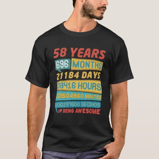 58歳素晴らし限定版ヴィンテージ58日 Tシャツ (正面)