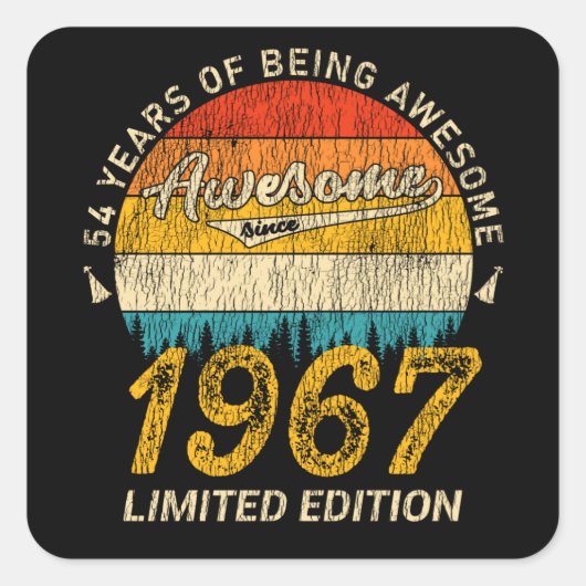 58歳1967年レトロ58素晴らし番目の誕生日 スクエアシール (正面)