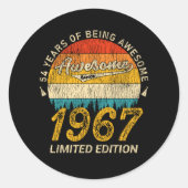 58歳1967年レトロ58素晴らし番目の誕生日 ラウンドシール (正面)