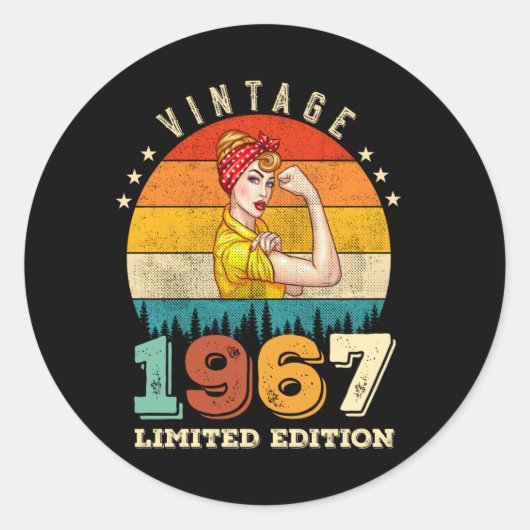 58歳1967年ヴィンテージ58誕生日女性 ラウンドシール (正面)