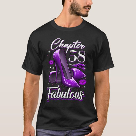 58歳Chapter 58 & Fabulous 58誕生日H Tシャツ (正面)