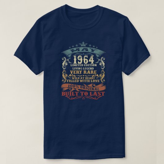 58番目の誕生日ギフト1964年古いレトロヴィンテージ Tシャツ (デザイン正面)
