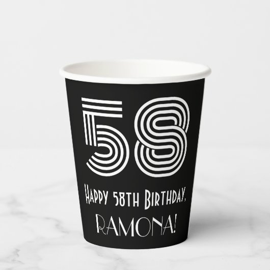 58番目の誕生日:インスパイアアールデコの検索「58」 +名前 紙コップ (裏面)