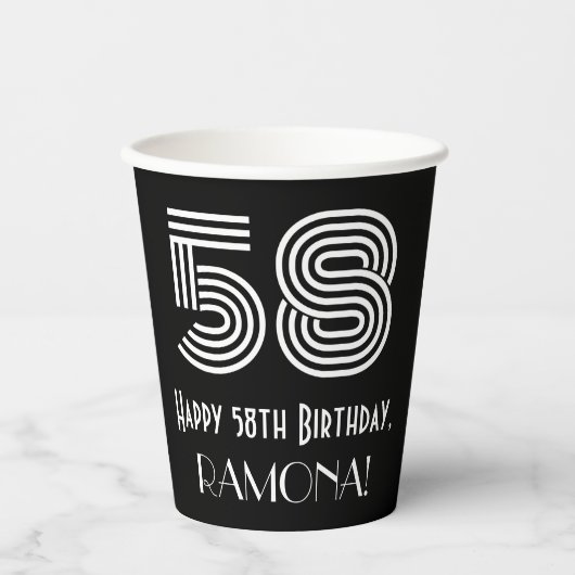 58番目の誕生日:インスパイアアールデコの検索「58」 +名前 紙コップ (正面)