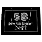 58番目の誕生日:インスパイアアールデコの「58」の外観と名前 ラージペーパーバッグ (正面)