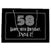 58番目の誕生日:インスパイアアールデコの「58」の外観と名前 ラージペーパーバッグ (裏面)