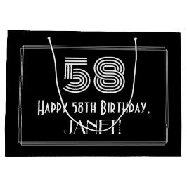 58番目の誕生日:インスパイアアールデコの「58」の外観と名前 ラージペーパーバッグ