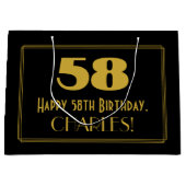 58番目の誕生日:インスパイアアールデコの「58」の外観と名前 ラージペーパーバッグ (正面)