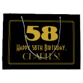 58番目の誕生日:インスパイアアールデコの「58」の外観と名前 ラージペーパーバッグ (裏面)