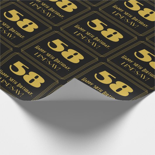 58番目の誕生日-インスパイアアールデコ検索"58" & Name ラッピングペーパー (角)