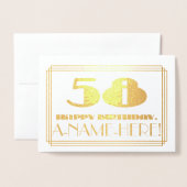 58番目の誕生日、名前+アールデコインスパイア「58」を見る 箔カード (封筒付き正面)