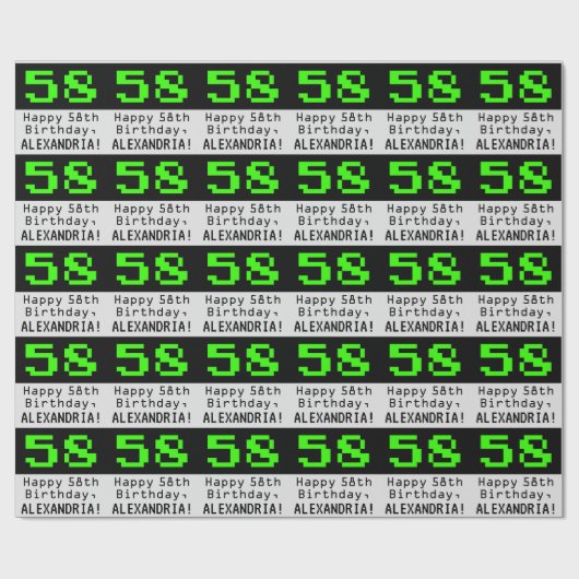58番目の誕生日- Nerdy / オタク系のスタイル"58"と名前 ラッピングペーパー (フラット)