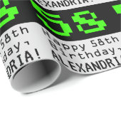 58番目の誕生日- Nerdy / オタク系のスタイル"58"と名前 ラッピングペーパー (ロールコーナー)